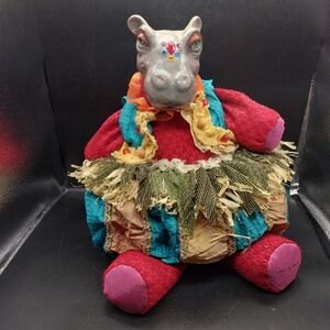 Katherine's Collection Wayne Kleski Mardi Gras Circus Whimsy Bean Bag Hippo HTF